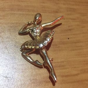 Vintage rhinestone ballerina brooch